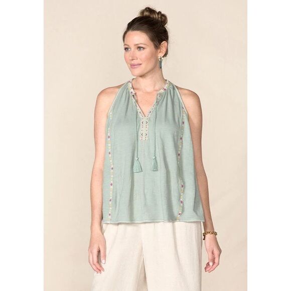 NWT Womens Matilda Jane Good Hart Kinsey Embroidered Tassel Tank Top - Sz L - Picture 1 of 6